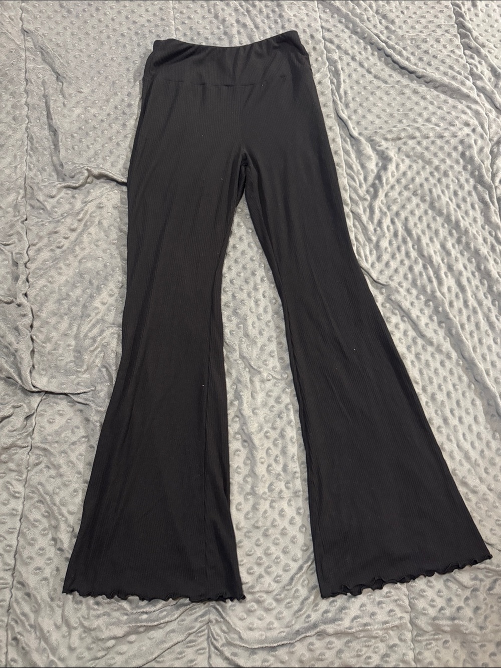 No Boundaries Black Ribbed Flare Pants